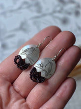 Load image into Gallery viewer, Beaded Hummingbird Earrings- Dark Purple