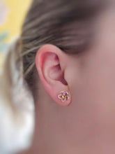 Load image into Gallery viewer, Enamel Flower Studs - Pink with Citrine
