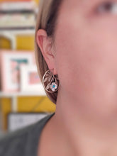 Load image into Gallery viewer, Floral Hoops with Turquoise

