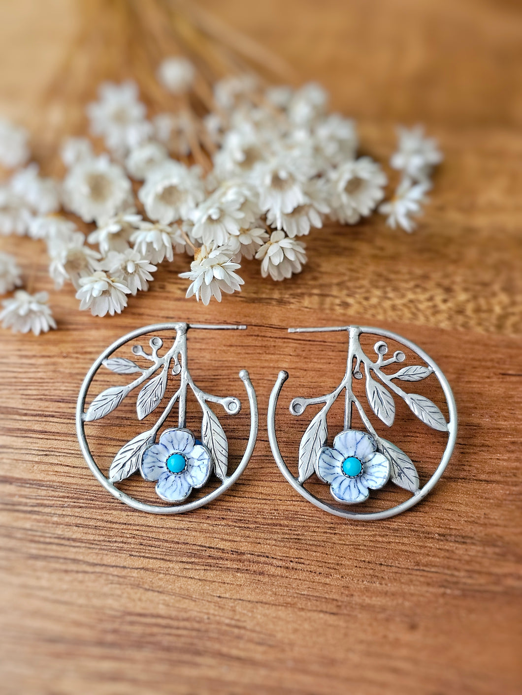 Floral Hoops with Turquoise